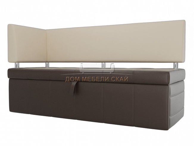 Кухонный диван Стоун с левым углом, коричневый/бежевый/экокожа